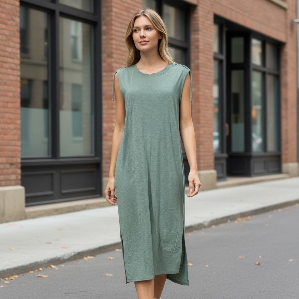 Umgee Mint Green Drawstrings Sleeveless Dress
New